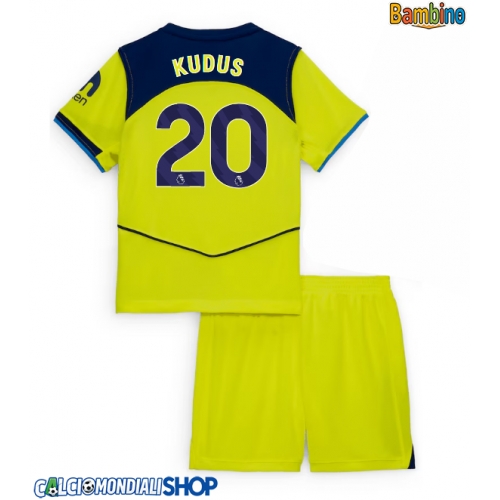 Maglie da calcio Tottenham Hotspur Mohammed Kudus #20 Terza Maglia Bambino 2025-26 Manica Corta + Pantaloni corti)